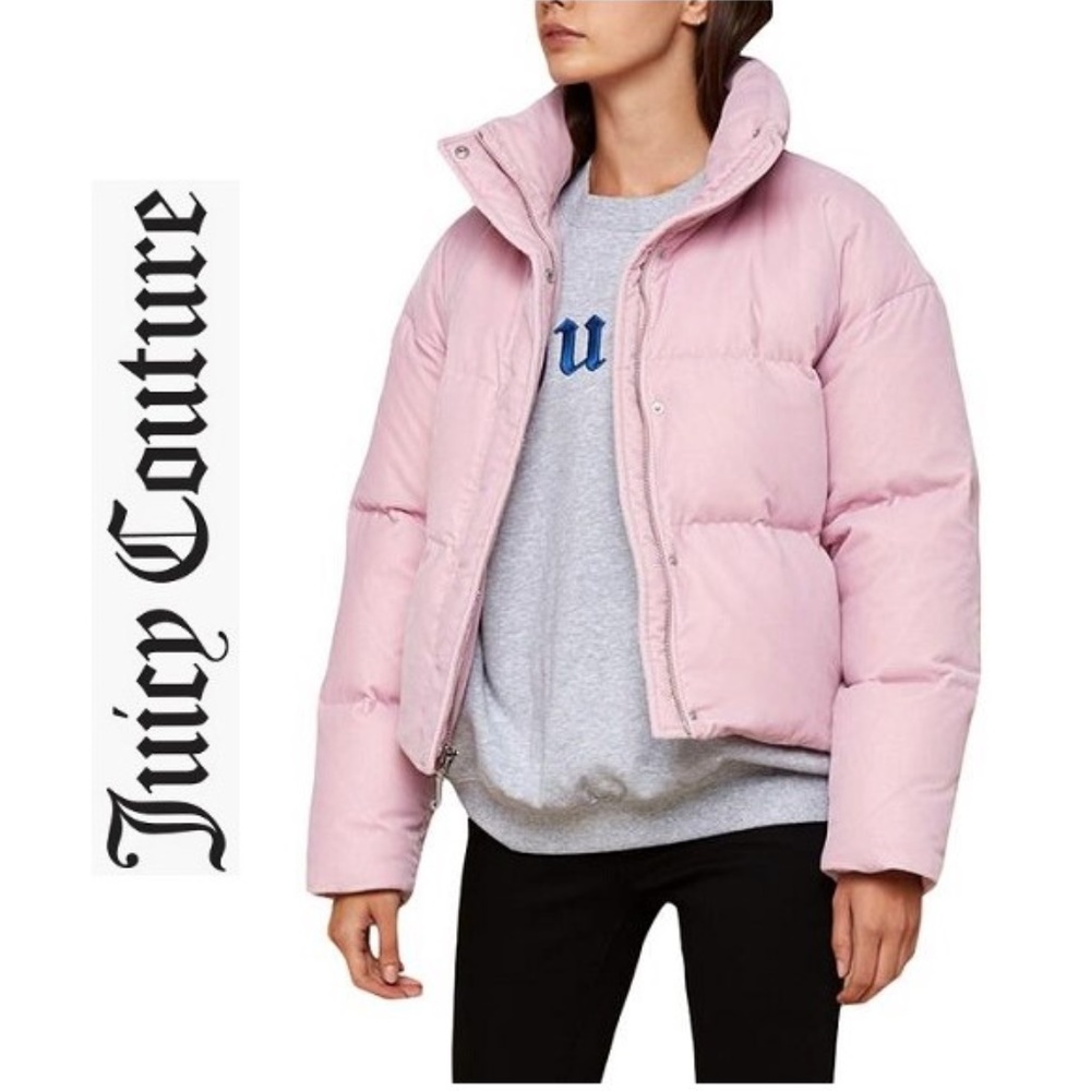 NWT JUICY COUTURE Pink Velvet Puffer Coat Jacket